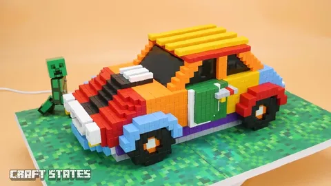 DIY How to Make Color Mini Cooper From Magnetic Brick ASMR | Making Minecraft Miniature