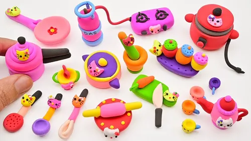 DIY How To Make Polymer Clay Miniature Hello Kitty Kitchen Tools, Gas Cooker, Tea Set